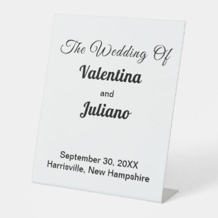 Black and White Wedding Pedestal Sign