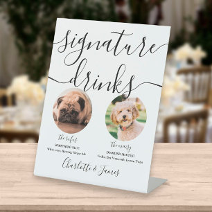 Black And White Wedding Pet Dog Signature Drinks Pedestal Sign
