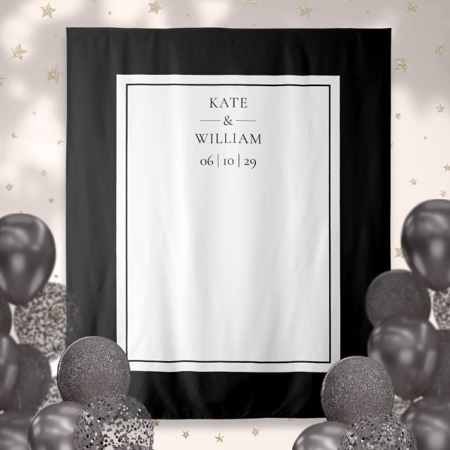 Black And White Wedding Photo Booth Backdrop Tapestry (Black And White Wedding Photo Booth Backdrop)