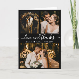Black and White Wedding Photo Collage Thank You Card