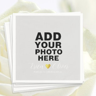Black and White Wedding Photo Romantic Napkin