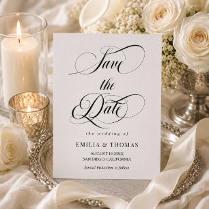 Black and White Wedding Photo Save The Date