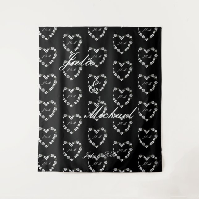 Black and White Wedding Photobooth Tapestry (Front)