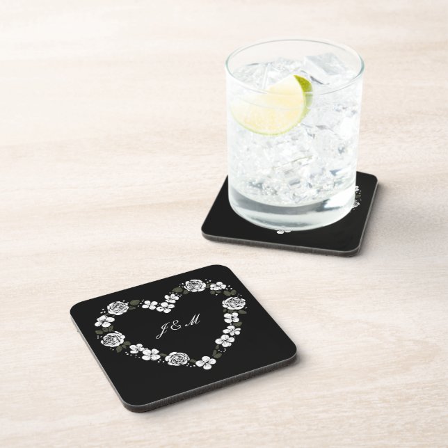 Black and White Wedding Plastic Coaster (Right Side)