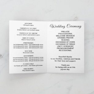Black and White Wedding Program Programme