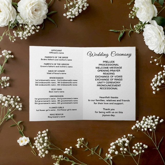 Black and White Wedding Program Programme (Black and white wedding program)
