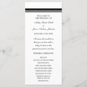 Black and White Wedding Program Programme