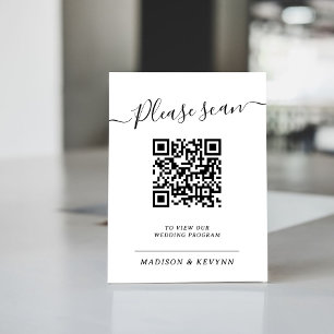 Black and White Wedding Program QR Code Poster