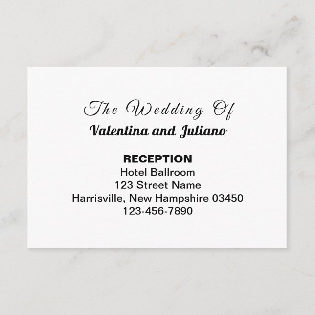 Black and White Wedding Reception Enclosure Card (Front)