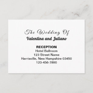 Black and White Wedding Reception Enclosure Card