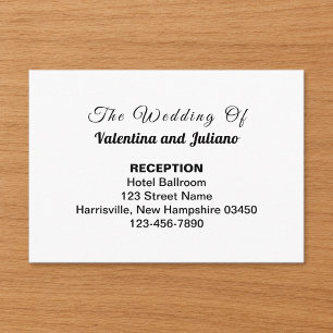 Black and White Wedding Reception Enclosure Card