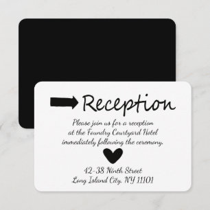 Black And White Wedding Reception Heart And Arrow Invitation