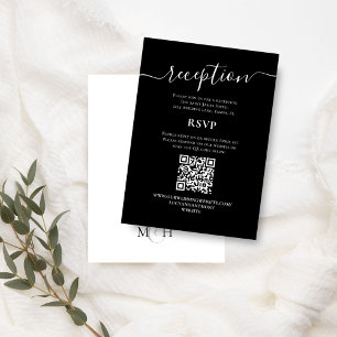 Black and White Wedding Reception RSVP Enclosure Card