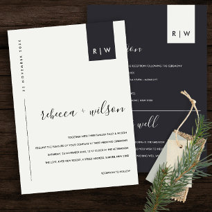 BLACK AND WHITE WEDDING RECEPTION WISHING WELL INVITATION
