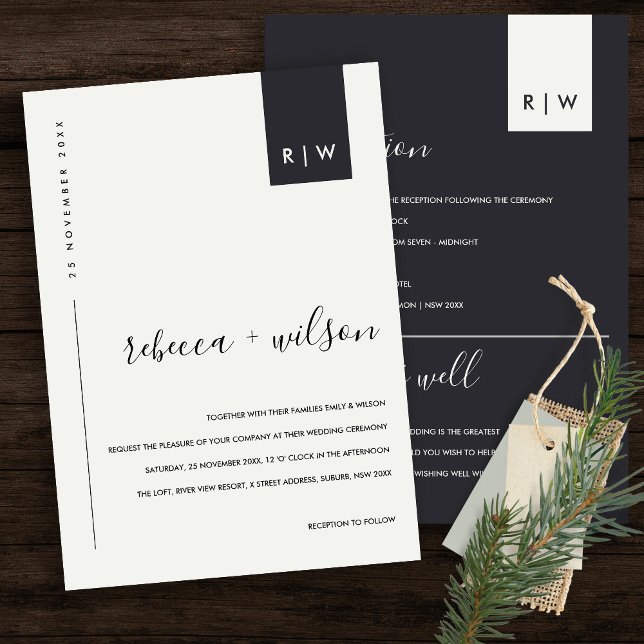 BLACK AND WHITE WEDDING RECEPTION WISHING WELL INVITATION (Creator Uploaded)