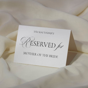 Black and White Wedding Reserved Seating Card