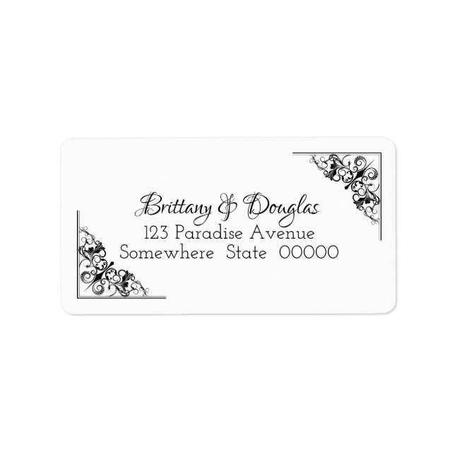 Black and White Wedding Return Address Labels (Front)