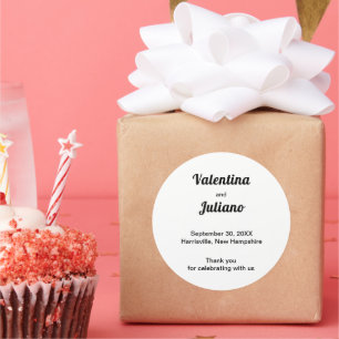 Black and White Wedding Round Favor Sticker