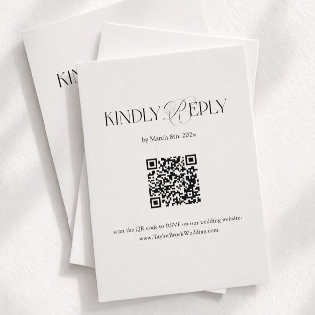 Black and White Wedding RSVP Qr Code Enclosure Card (Creator Uploaded)