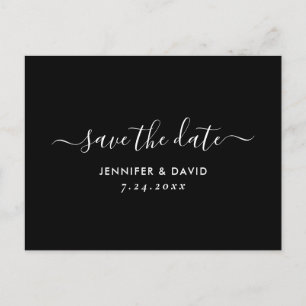 Black and White Wedding Save The Date Announcement Postcard