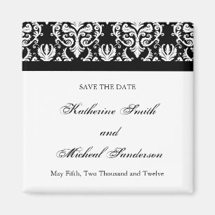 Black and White Wedding Save the Date Magnet