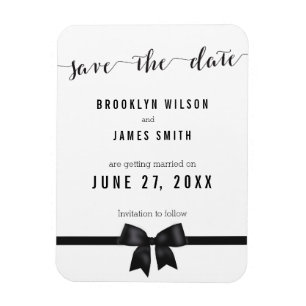 Black And White Wedding Save The Date Magnets Bow
