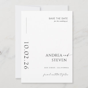 Black and White Wedding Save the Date Photo Invitation