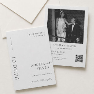 Black and White Wedding Save the Date Photo Invitation