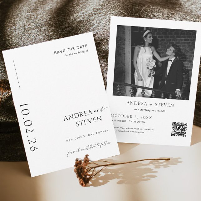 Black and White Wedding Save the Date Photo Invitation (Creator Uploaded)