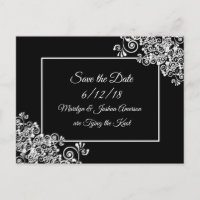 Black and White Wedding Save the Date Postcards