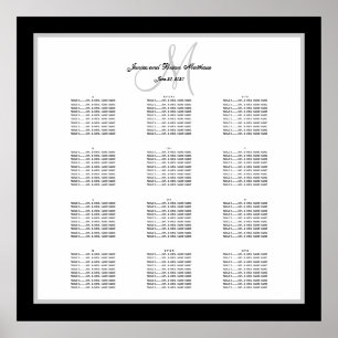 Black and White Wedding Seating Chart for 240