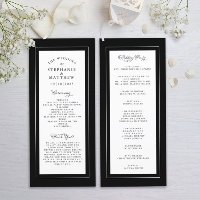 Black and White Wedding Service Ceremony Elegant Programme (Creator Uploaded)