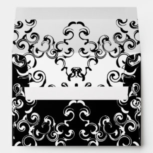 Black and White Wedding Swirls Envelope