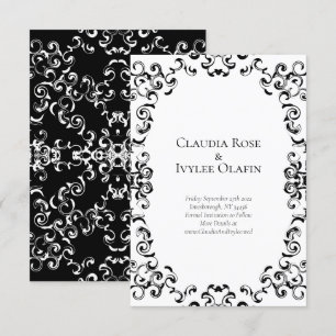 Black and White Wedding Swirls Invitation