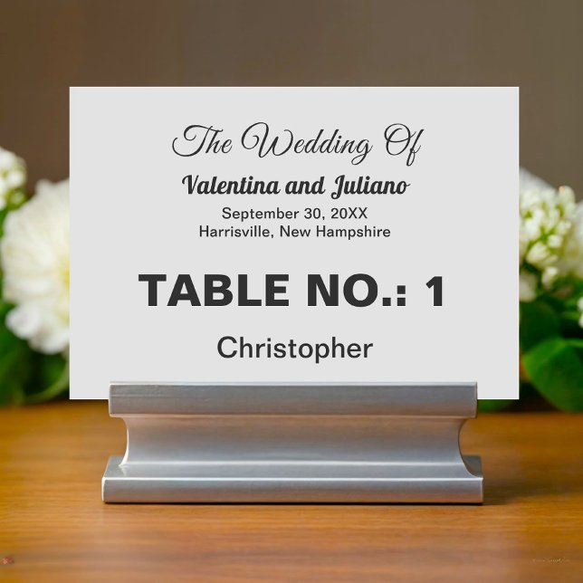 Black and White Wedding Table Number (Typography style black and white wedding table number)