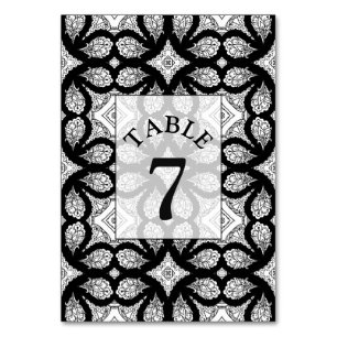 Black and white Wedding Table Number Card