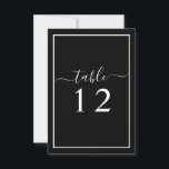 Black and White Wedding Table Number Card<br><div class="desc">I take pride in all my designs, If you have any questions, want custom changes made to the design, or want coordinating items to match & need me to create it, please contact Megan with Emma Sue Bow-tique directly at megan@emmasuebowtique.com . Zazzle is now offering digital files, however if you...</div>