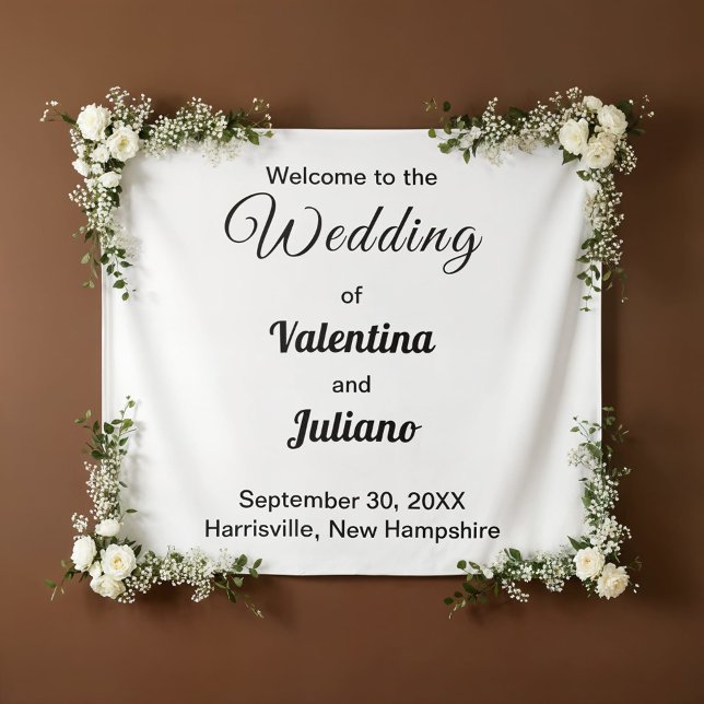 Black and White Wedding Tapestry (Typography style black and white wedding tapestry)