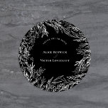 Black and White Wedding Thank You Classic Round Sticker<br><div class="desc">This Black and White Greenery Wedding Thank You Classic Round Sticker design offers a classic combination of simple minimalist typography with a neutral black and white colour story and chic line art greenery. The moody leaf silhouette embellishments are artfully arranged to create a beautiful flowing shape that sets off the...</div>