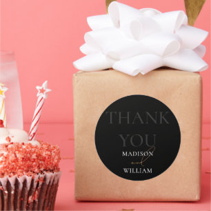 Black and White Wedding Thank you Classic Round Sticker