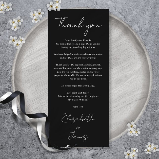 Black And White Wedding Thank You Place Card (Black And White Wedding Thank You Place Card)