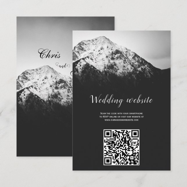 Black and white wedding under the mountains enclosure card (Front/Back)