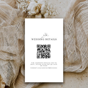 Black and White Wedding Website QR Code  Enclosure Card