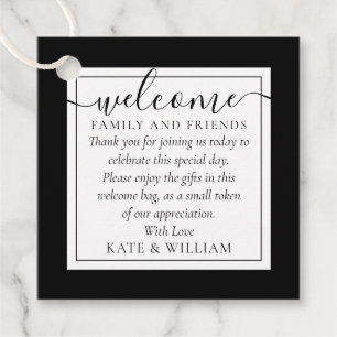 Black And White Wedding Welcome Gift Basket Bag Favour Tags