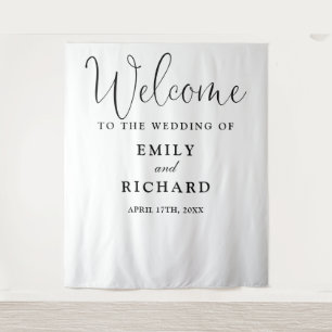 Black And White Wedding Welcome Photo Backdrop Tapestry