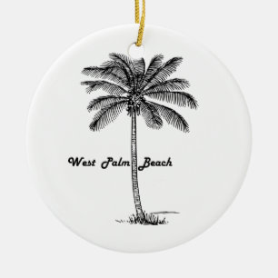 Black and white West Palm Beach & Palm design Ceramic Tree Decoration
