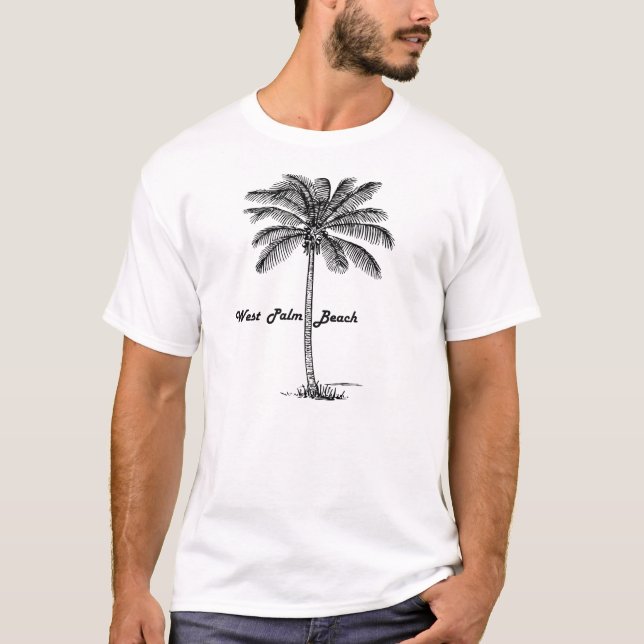 Black and white West Palm Beach & Palm design T-Shirt (Front)