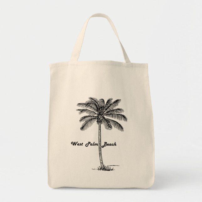 Black and white West Palm Beach & Palm design Tote Bag (Front)