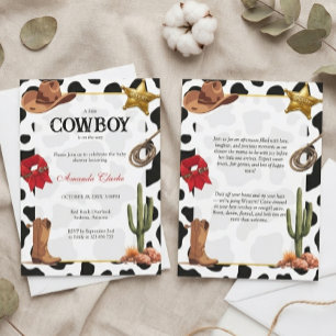 Black and White Western Baby Cowboy Baby Shower  Invitation