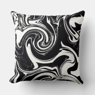 Black and white wet paint scroll aesthetic cushion